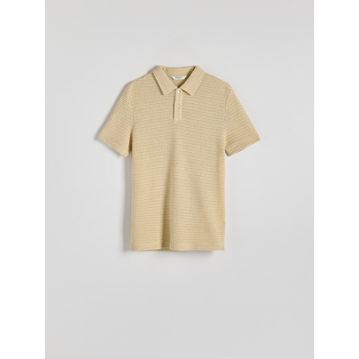 Reserved - Strukturalna koszulka polo regular - beżowy ze sklepu Reserved w kategorii T-shirty męskie - zdjęcie 173013069