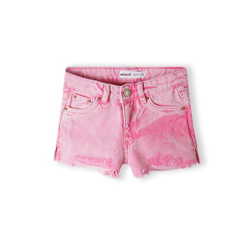 Różowe krótkie spodenki jeansowe dziewczęce z przetarciami Minoti 98/104 5.10.15