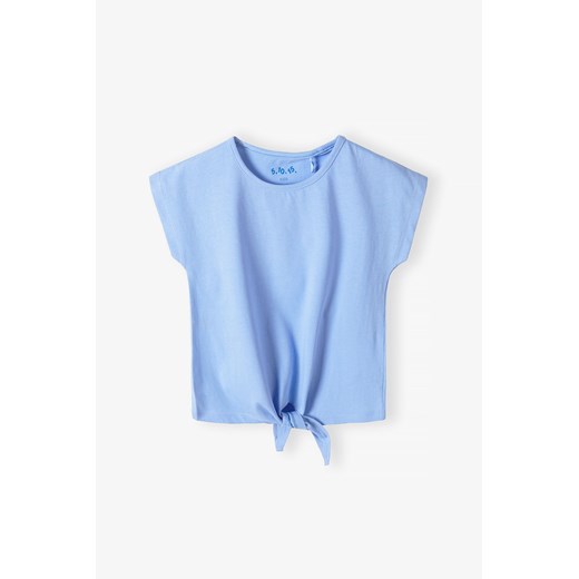 Niebieska koszulka z ozdobnym wiązaniem - 5.10.15. ze sklepu 5.10.15 w kategorii Bluzki dziewczęce - zdjęcie 173013315