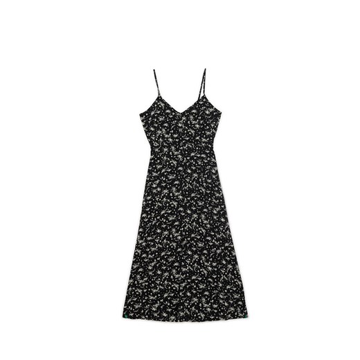Cropp - Czarna midi z motywem kwiatowym - czarny ze sklepu Cropp w kategorii Sukienki - zdjęcie 173013448