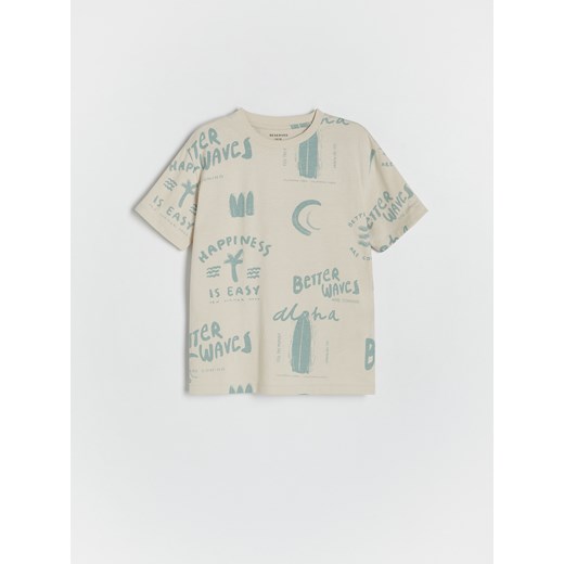 Reserved - T-shirt z nadrukiem - beżowy ze sklepu Reserved w kategorii T-shirty chłopięce - zdjęcie 173014718
