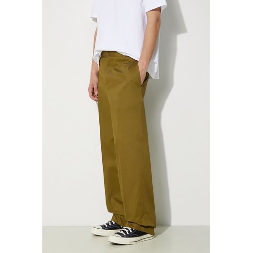 Maison Kitsuné spodnie bawełniane Relaxed Chino kolor zielony proste MM01106WW0078 ze sklepu PRM w kategorii Spodnie męskie - zdjęcie 173015545