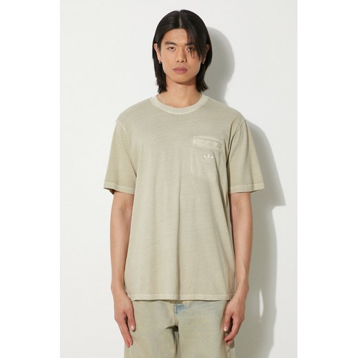 adidas Originals t-shirt bawełniany męski kolor beżowy gładki IS1763 ze sklepu PRM w kategorii T-shirty męskie - zdjęcie 173015605