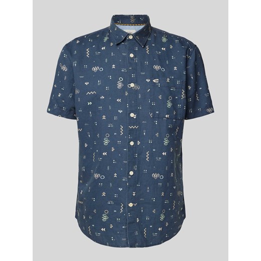 Koszula lniana o kroju regular fit z kieszenią na piersi ze sklepu Peek&Cloppenburg  w kategorii Koszule męskie - zdjęcie 173015708