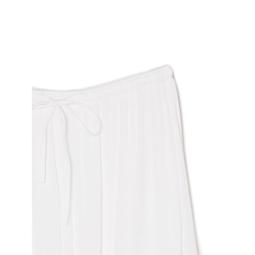 Cropp - Biała spódnica regulowana w pasie - biały Cropp XS Cropp