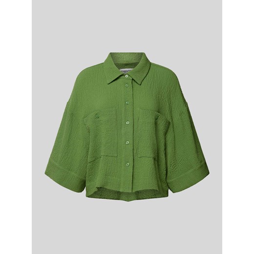 Bluzka koszulowa krótka z fakturowanym wzorem ze sklepu Peek&Cloppenburg  w kategorii Koszule damskie - zdjęcie 173021527