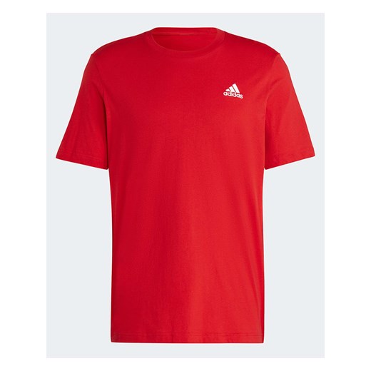 T-shirt męski czerwony Adidas z bawełny 