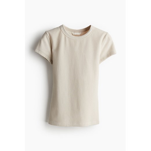 H & M - T-shirt w prążki - Beżowy H & M M H&M