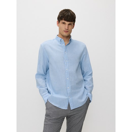 Reserved - Koszula regular z lnem - jasnoniebieski ze sklepu Reserved w kategorii Koszule męskie - zdjęcie 173027735