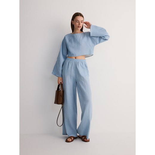 Reserved bluzka damska z długimi rękawami z okrągłym dekoltem 