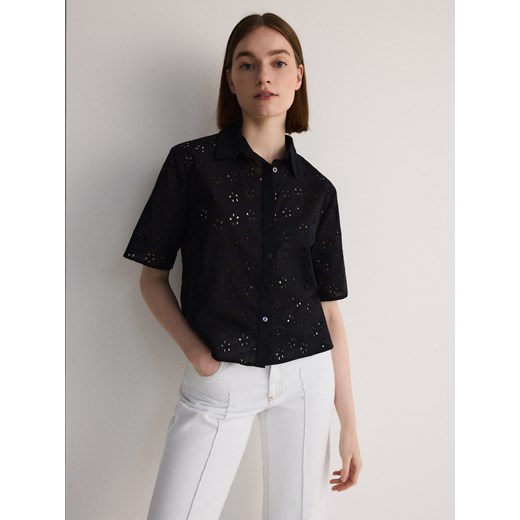 Reserved - Ażurowa koszula - czarny ze sklepu Reserved w kategorii Koszule damskie - zdjęcie 173028127