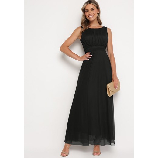 Czarna Sukienka Koktajlowa z Plisowanym Tiulowym Dołem Elasoria ze sklepu Born2be Odzież w kategorii Sukienki - zdjęcie 173029196
