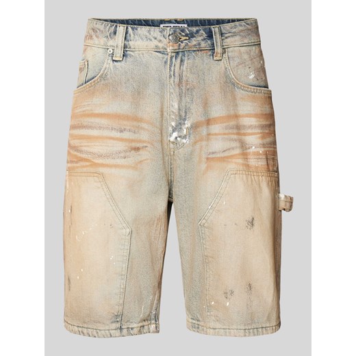 Szorty jeansowe o kroju regular fit z efektem znoszenia ze sklepu Peek&Cloppenburg  w kategorii Spodenki męskie - zdjęcie 173032175