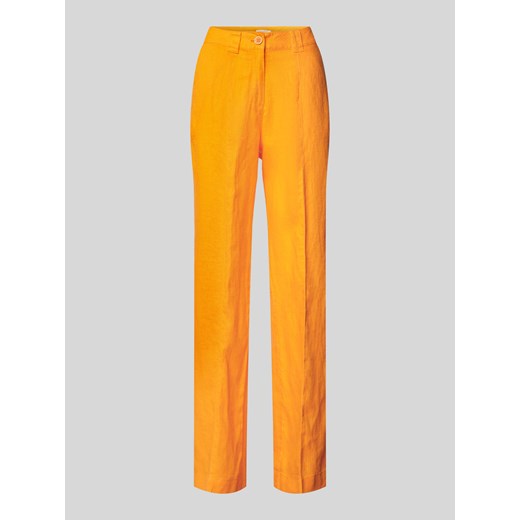 Spodnie lniane z szeroką nogawką z przeszytym kantem ze sklepu Peek&Cloppenburg  w kategorii Spodnie damskie - zdjęcie 173032239