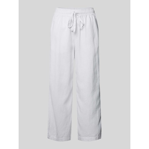 Spodnie lniane rozkloszowane z tunelem model ‘Ina’ ze sklepu Peek&Cloppenburg  w kategorii Spodnie damskie - zdjęcie 173032358