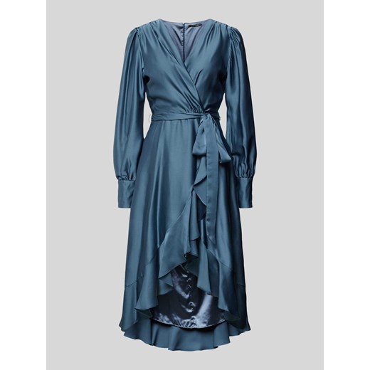 Sukienka koktajlowa o długości do kolan z wiązanym paskiem ze sklepu Peek&Cloppenburg  w kategorii Sukienki - zdjęcie 173032449