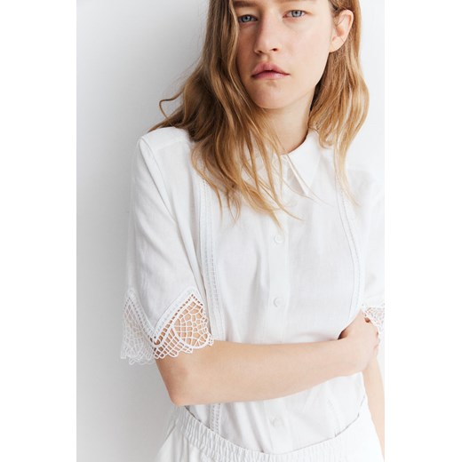H & M bluzka damska koronkowa z okrągłym dekoltem z tkaniny 