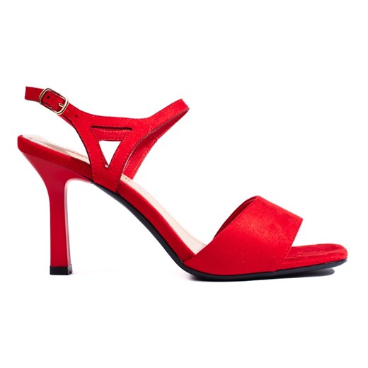 Czerwone damskie sandały na szpilce Sergio Leone ze sklepu ButyModne.pl w kategorii Sandały damskie - zdjęcie 173032899