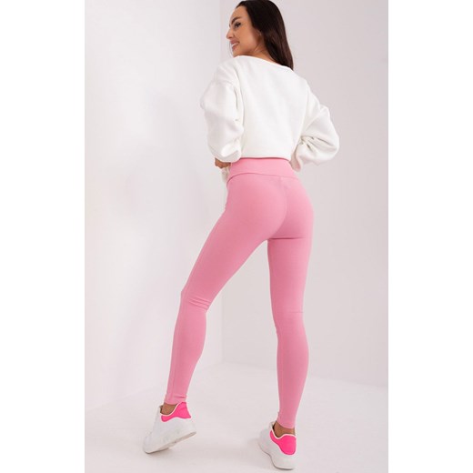 Prążkowane legginsy damskie różowe EM-LG-780.11, Kolor różowy, Rozmiar uniwersalny, FactoryPrice ze sklepu Intymna w kategorii Spodnie damskie - zdjęcie 173033345