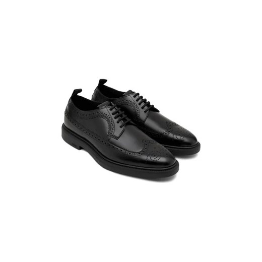 Buty eleganckie męskie BOSS HUGO czarne z tworzywa sztucznego wiązane 