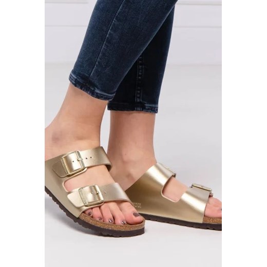 BIRKENSTOCK klapki damskie bez zapięcia skórzane casualowe na płaskiej podeszwie