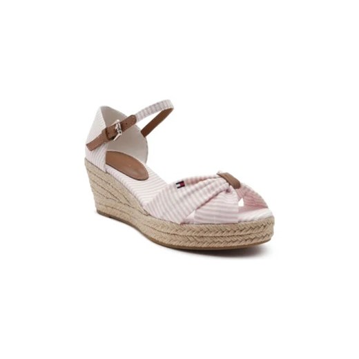 Tommy Hilfiger Koturny HIGH WEDGE SEERSUCKER | z dodatkiem skóry ze sklepu Gomez Fashion Store w kategorii Sandały damskie - zdjęcie 173085407