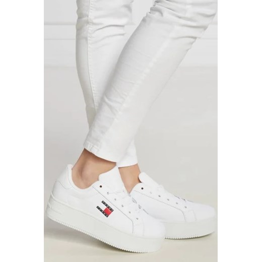 Buty sportowe damskie Tommy Jeans sneakersy na platformie sznurowane skórzane