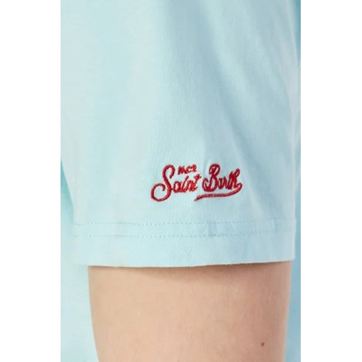 T-shirt męski St.barth z bawełny niebieski z krótkim rękawem