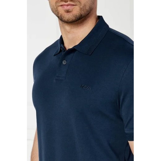 T-shirt męski BOSS HUGO z krótkim rękawem niebieski z bawełny