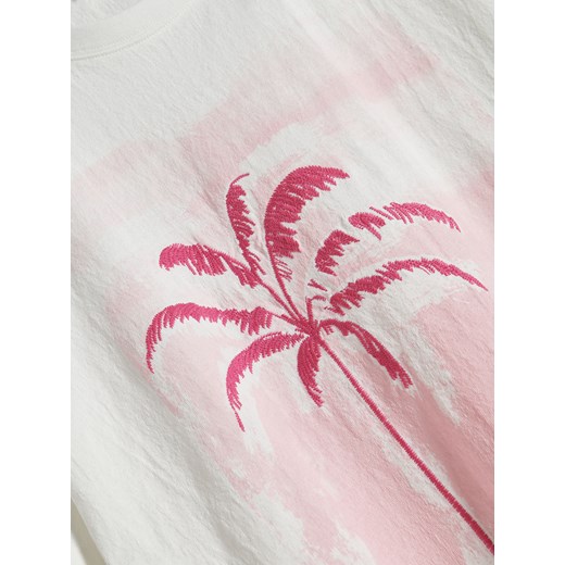 Reserved - T-shirt oversize z nadrukiem - biały Reserved S Reserved