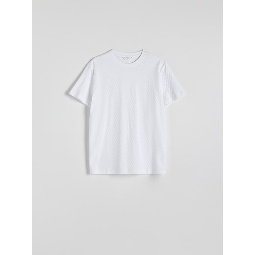Reserved - Strukturalny t-shirt regular fit - biały ze sklepu Reserved w kategorii T-shirty męskie - zdjęcie 173117328