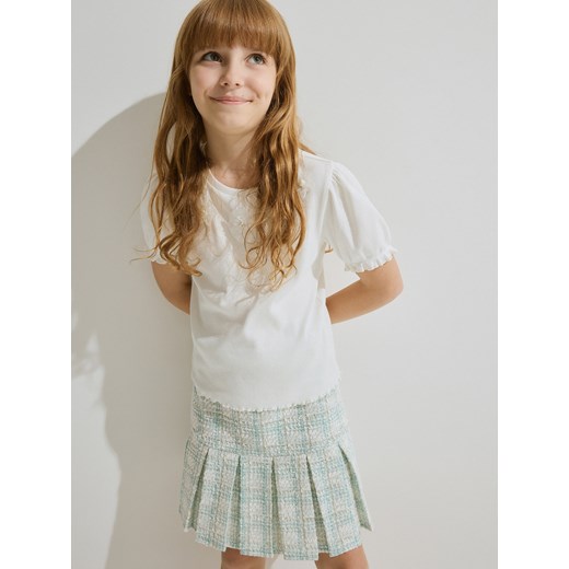 Reserved - T-shirt z aplikacją - złamana biel ze sklepu Reserved w kategorii Bluzki dziewczęce - zdjęcie 173117358