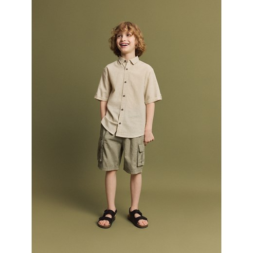Reserved - Gładka koszula z lnem - beżowy Reserved 122 (6-7 lat) Reserved