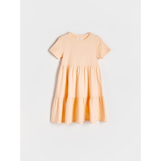 Reserved - Sukienka z bawełny - jasnopomarańczowy ze sklepu Reserved w kategorii Sukienki dziewczęce - zdjęcie 173117529