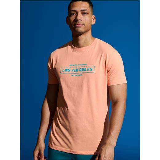 Sinsay - Koszulka z nadrukiem - pomarańczowy ze sklepu Sinsay w kategorii T-shirty męskie - zdjęcie 173117958
