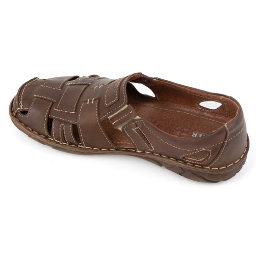 Buty męskie wsuwane na lato skórzane 902MP brązowe Buty Olivier 40 butyolivier