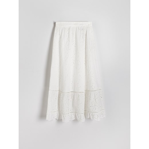 Reserved - Ażurowa spódnica maxi - biały Reserved S Reserved