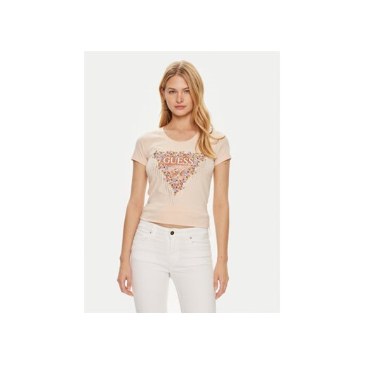 Guess T-Shirt W4YI72 J1314 Różowy Slim Fit ze sklepu MODIVO w kategorii Bluzki damskie - zdjęcie 173119928