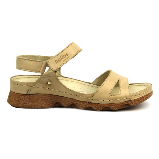 Skórzane sandały damskie  - HELIOS Komfort 248, jasnobeżowe Helios Komfort 36 ulubioneobuwie