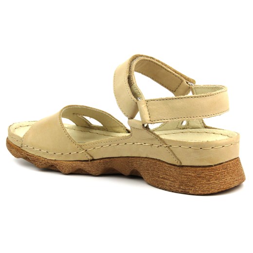 Skórzane sandały damskie  - HELIOS Komfort 248, jasnobeżowe Helios Komfort 39 ulubioneobuwie