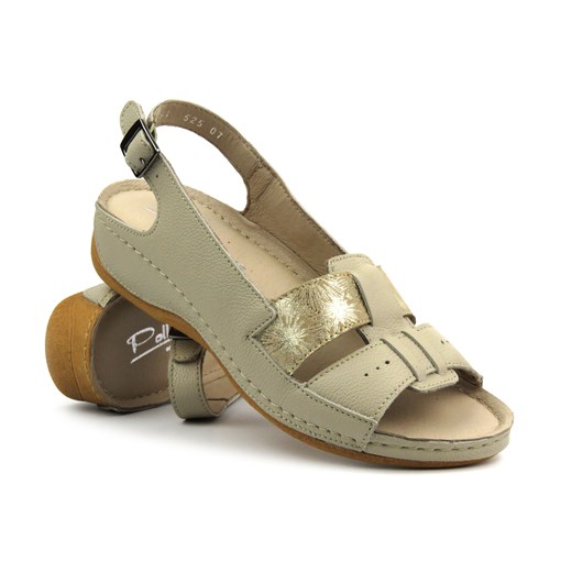 Wygodne sandały damskie skórzane - Pollonus 1525, beżowe ze sklepu ulubioneobuwie w kategorii Sandały damskie - zdjęcie 173121115