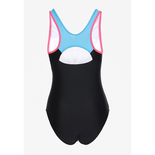 Czarny Strój Kąpielowy Jednoczęściowy na Ramiączkach z Kolorowymi Elementami Renee 46 promocja Renee odzież
