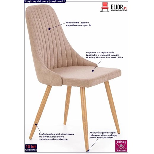 Krzesło tapicerowane Isent - beżowe Elior One Size Edinos.pl