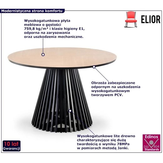 Okrągły nowoczesny stół na czarnej podstawie - Uvox Elior One Size Edinos.pl