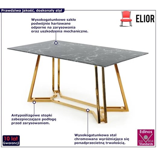 Szklany prostokątny stół glamour z marmurkowym blatem -  Wesper Elior One Size Edinos.pl