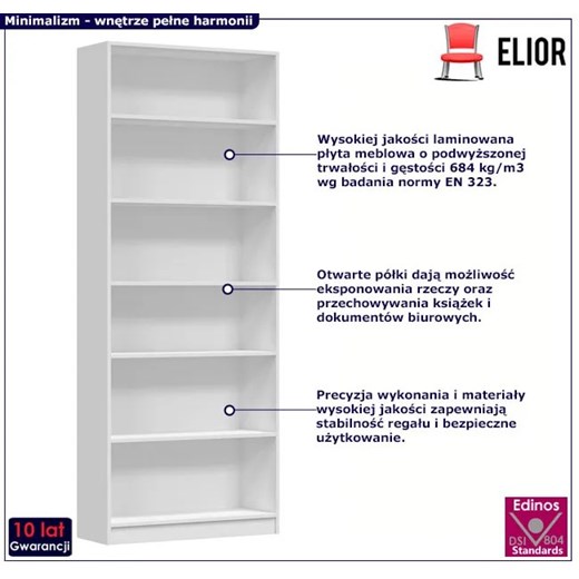 Biały otwarty regał na książki - Clarity 7X Elior One Size Edinos.pl