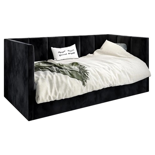 Czarne łóżko młodzieżowe z oparciem Barnet 8X - 3 rozmiary Elior One Size okazyjna cena Edinos.pl