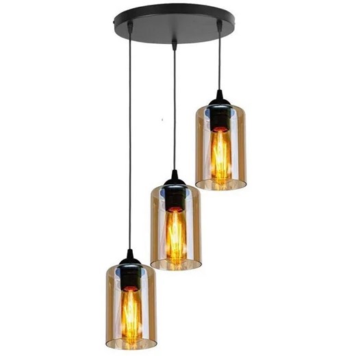 Czarna lampa wisząca z trzema ozdobnymi kloszami - V138-Alaniso Lumes One Size Edinos.pl