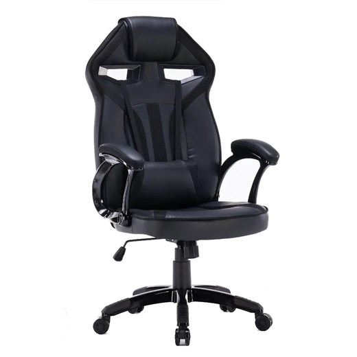 Czarny nowoczesny fotel gamingowy - Dexero ze sklepu Edinos.pl w kategorii Krzesła biurowe - zdjęcie 173122275