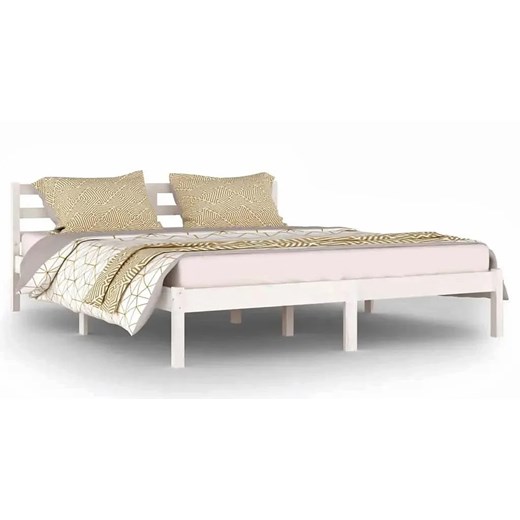 Białe drewniane łóżko skandynawskie 160x200 cm - Lenar 6X Elior One Size Edinos.pl